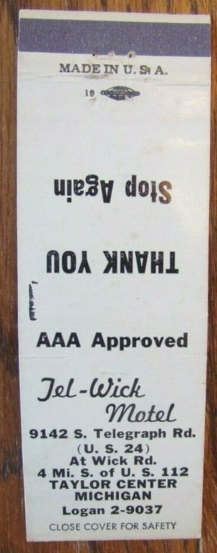 Tel-Wick Motel - Matchbook (newer photo)